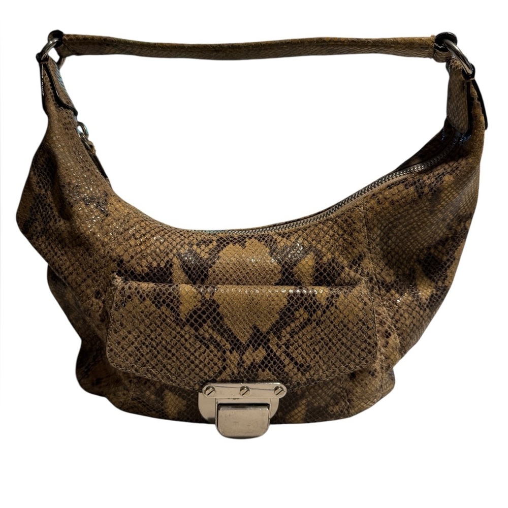 Michael Kors Snakeskin Embossed Leather Hobo Bag